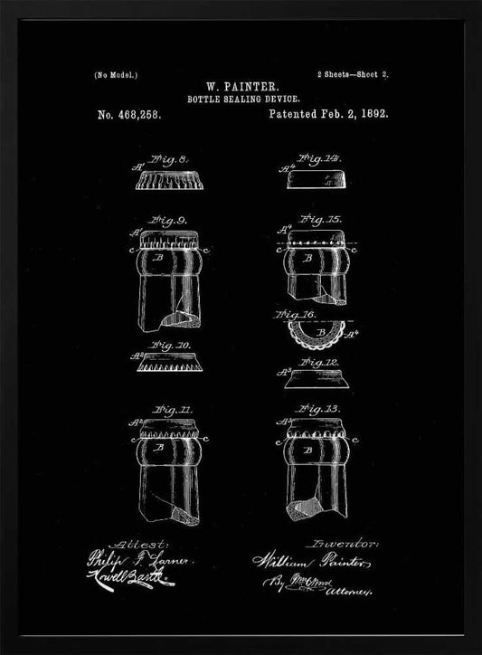Bottle Sealing Device Patent 1892 - Poster / Art Print