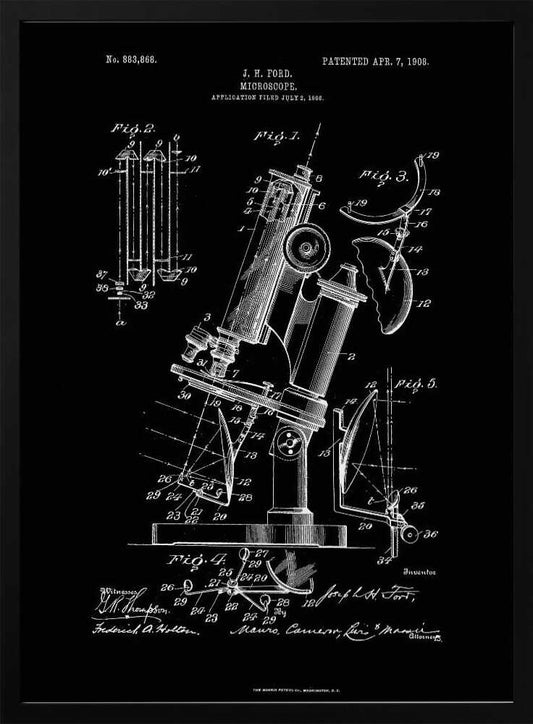 Microscope Patent 1908 - Poster / Art Print