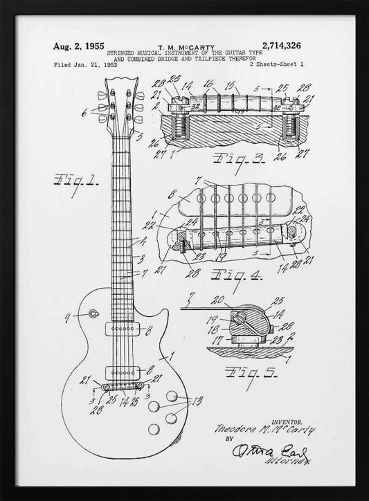 Electric Guitar Patent 1955 - Poster / Art Print