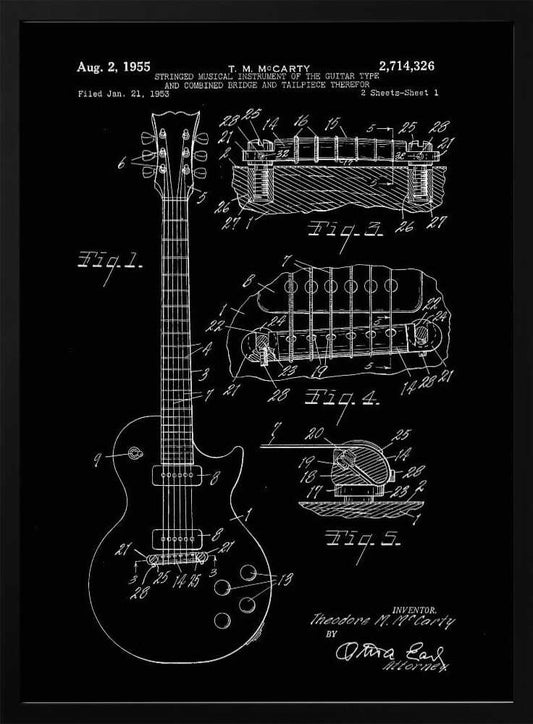 Electric Guitar Patent 1955 - Poster / Art Print