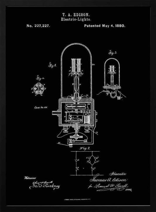 Electric Lights Patent 1880 - Poster / Art Print
