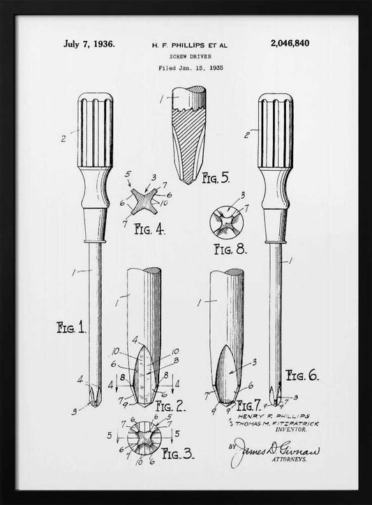 Screw Driver Patent 1935 - Poster / Art Print