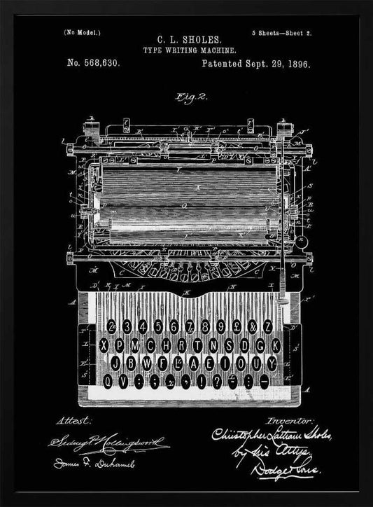 Typewriter Patent 1896 - Poster / Art Print