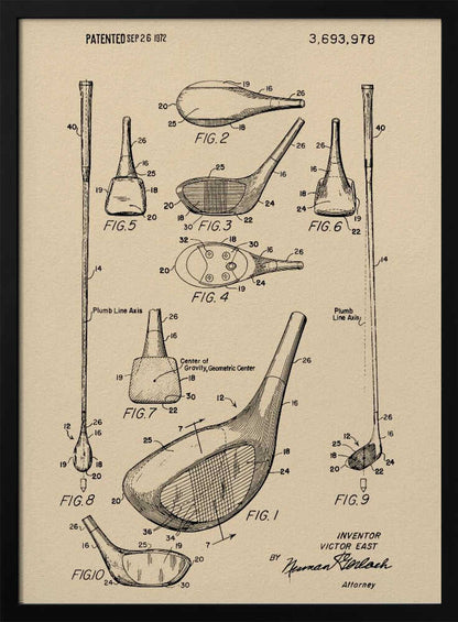 Golf Club Patent 1972 - Poster / Art Print