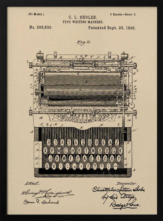 Typewriter Patent 1896 - Poster / Art Print