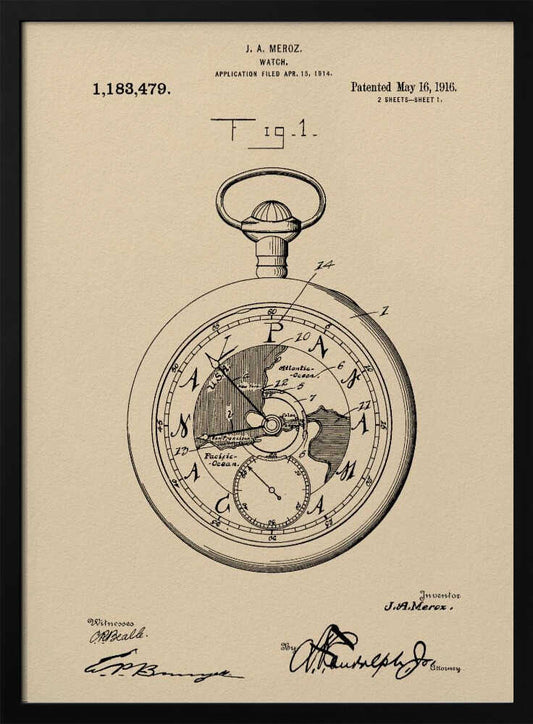 Watch Patent 1916 - Poster / Art Print