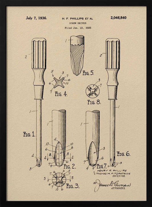 Screw Driver Patent 1935 - Poster / Art Print