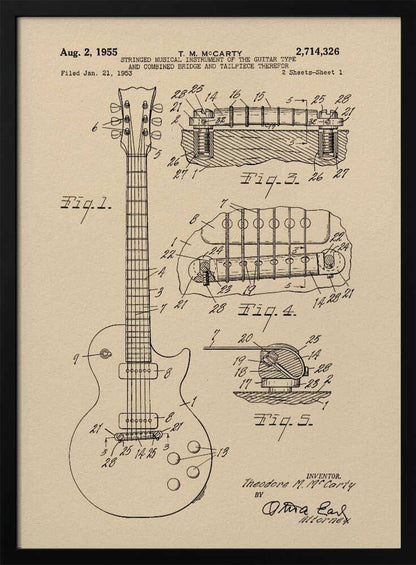 Electric Guitar Patent 1955 - Poster / Art Print