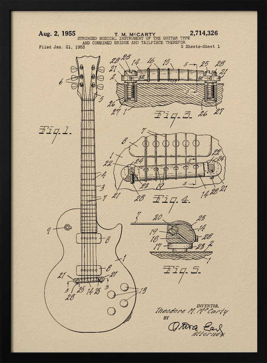 Electric Guitar Patent 1955 - Poster / Art Print
