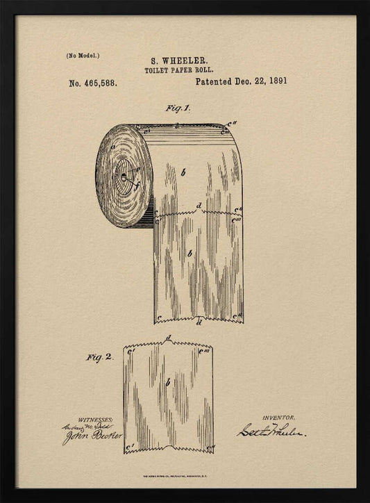 Toilet Paper Roll Patent 1891 - Poster / Art Print