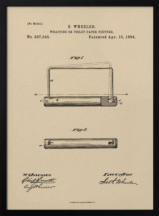 Toilet Paper Fixture Patent 1884 - Poster / Art Print