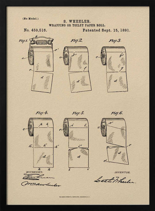 Toilet Paper Roll 2 Patent 1891 - Poster / Art Print