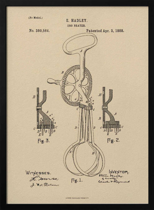 Egg Beater Patent 1888 - Poster / Art Print
