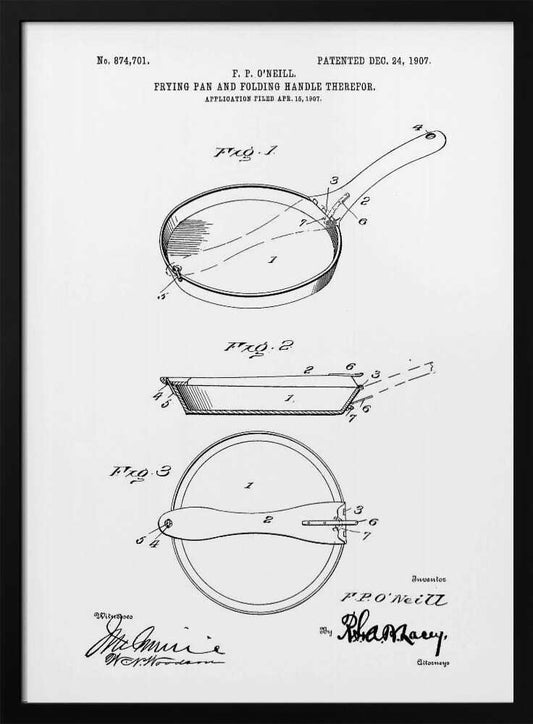 Frying Pan Patent 1907 - Poster / Art Print