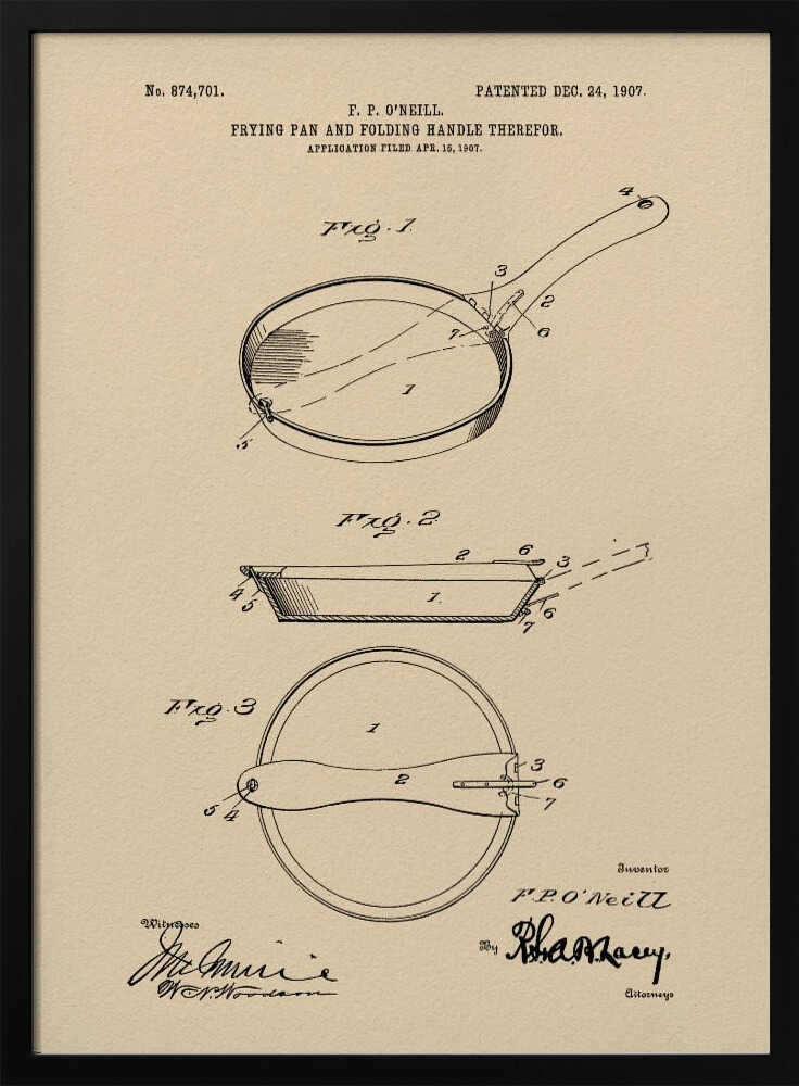 Frying Pan Patent 1907 - Poster / Art Print