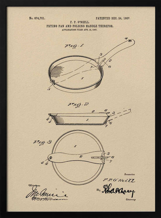 Frying Pan Patent 1907 - Poster / Art Print