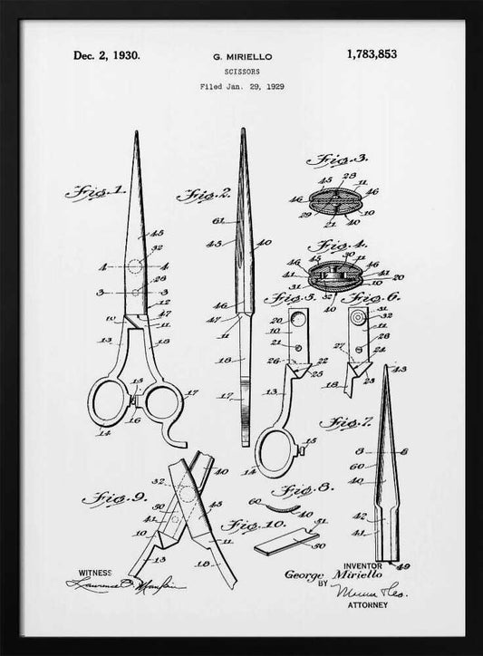 Scissors Patent 1929 - Poster / Art Print