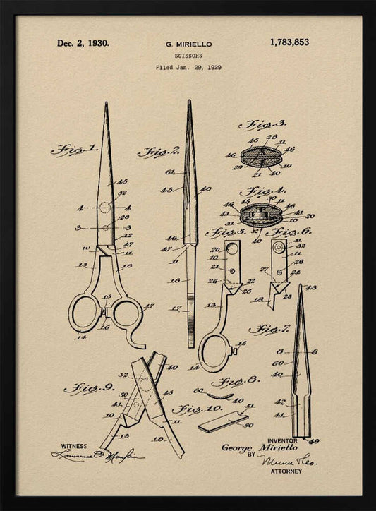 Scissors Patent 1929 - Poster / Art Print