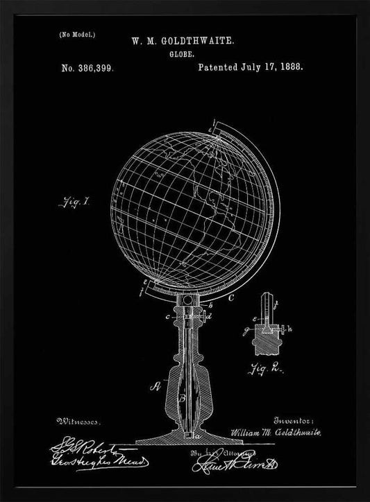 Globe Patent 1888 - Poster / Art Print