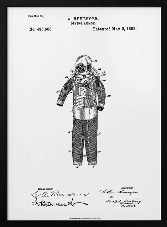Diving Armor Patent 1893 - Poster / Art Print