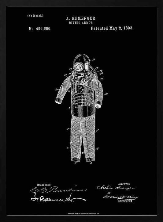 Diving Armor Patent 1893 - Poster / Art Print