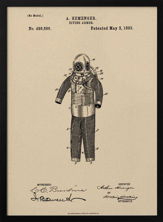Diving Armor Patent 1893 - Poster / Art Print