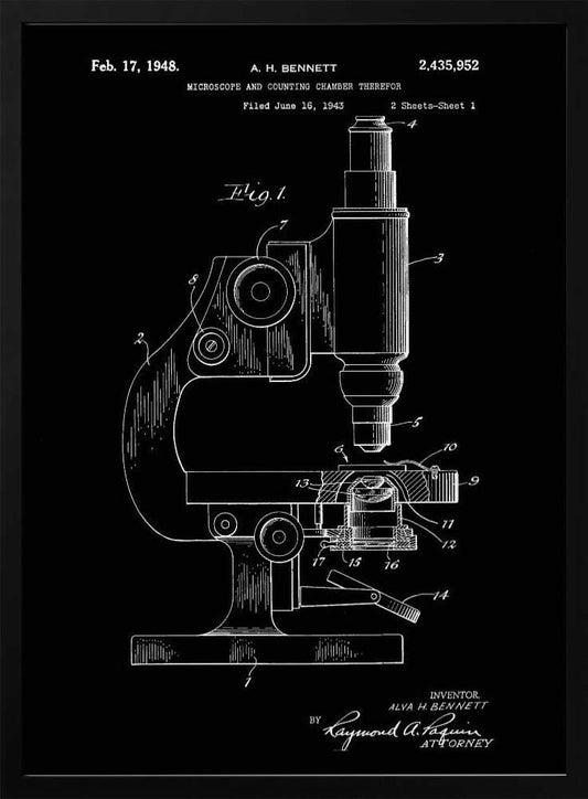 Microscope Patent 1948 - Poster / Art Print