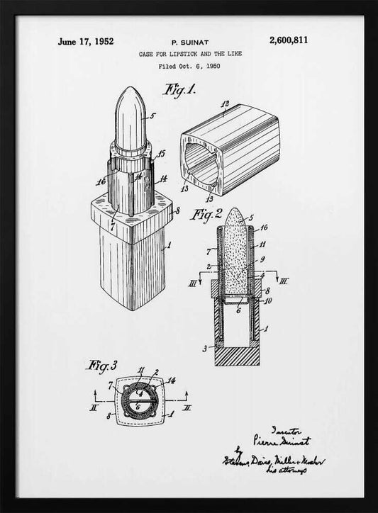 Case for Lipstick Patent 1952 - Poster / Art Print