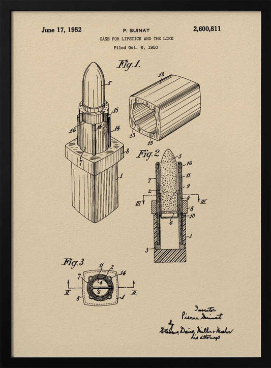 Case for Lipstick Patent 1952 - Poster / Art Print