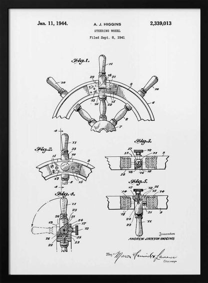 Steering Wheel Patent 1941 - Poster / Art Print
