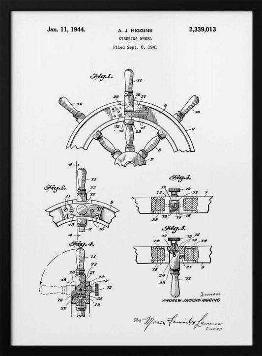 Steering Wheel Patent 1941 - Poster / Art Print