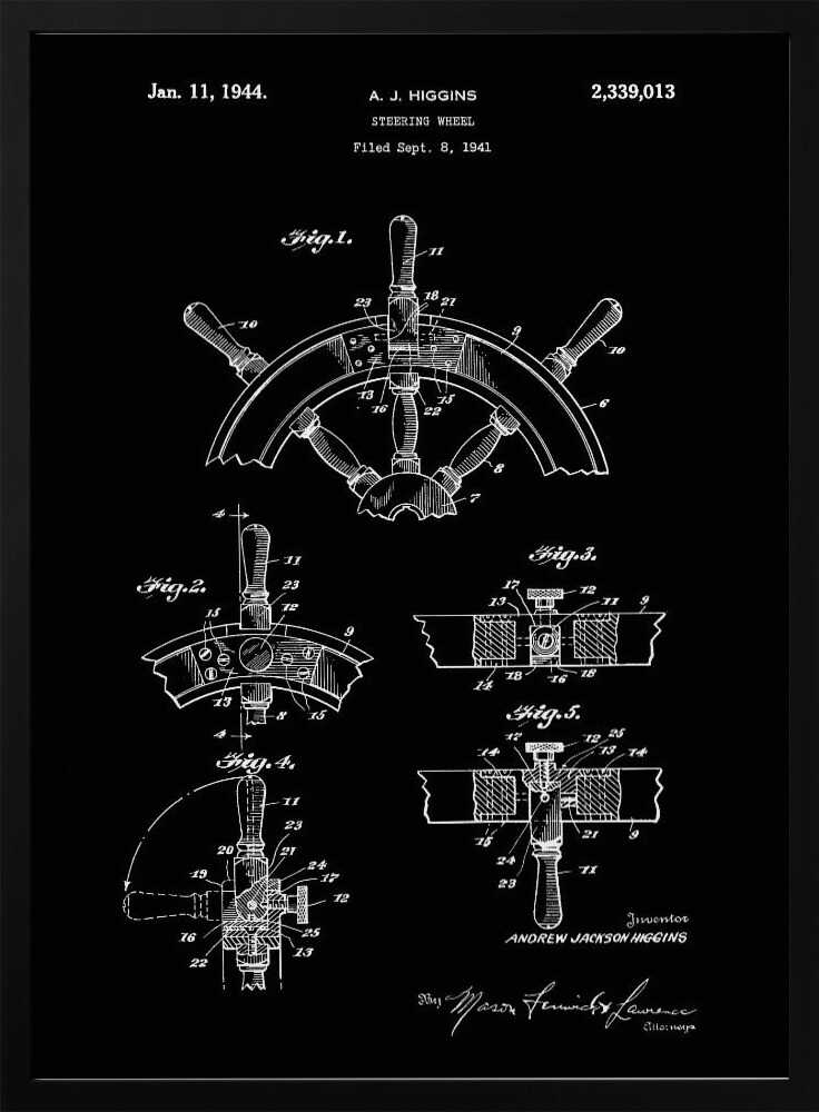 Steering Wheel Patent 1941 - Poster / Art Print