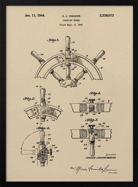 Steering Wheel Patent 1941 - Poster / Art Print