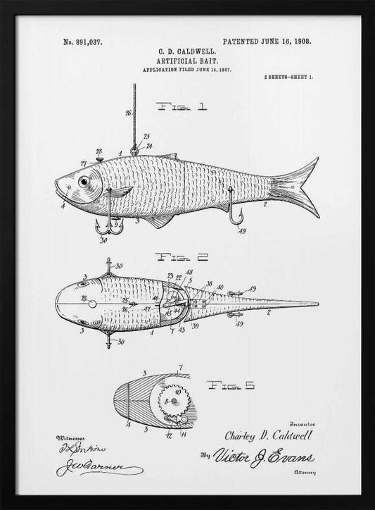 Artificial Bait Patent 1908 - Poster / Art Print