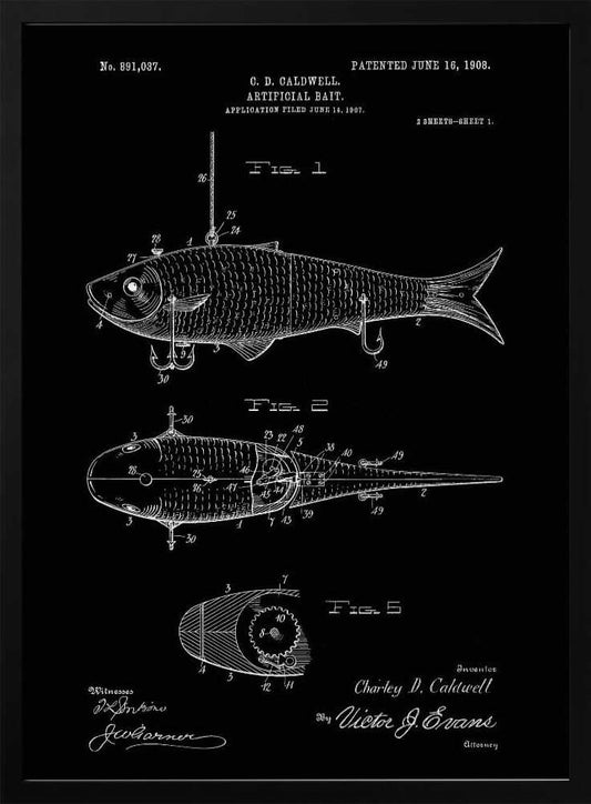 Artificial Bait Patent 1908 - Poster / Art Print