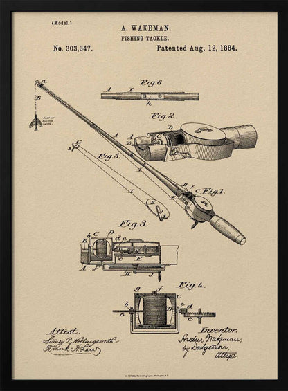 Fishing Tackle Patent 1884 - Poster / Art Print