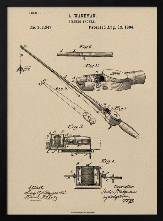 Fishing Tackle Patent 1884 - Poster / Art Print