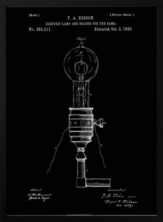 Electric Lamp Patent 1882 - Poster / Art Print