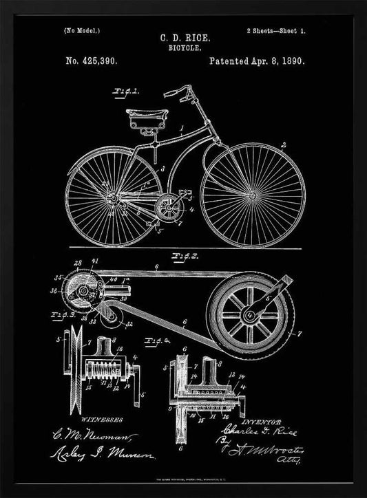 Bicycle Patent 1890 - Poster / Art Print