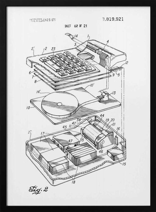 Electronic Calculator Patent 1974 - Poster / Art Print
