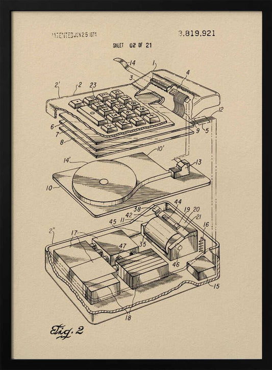 Electronic Calculator Patent 1974 - Poster / Art Print