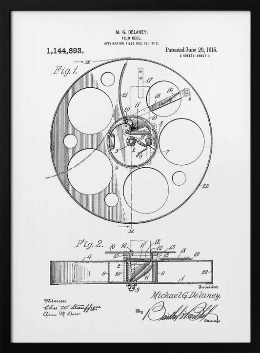 Film Reel Patent 1915 - Poster / Art Print