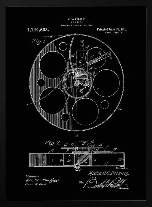 Film Reel Patent 1915 - Poster / Art Print