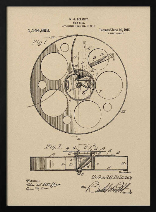 Film Reel Patent 1915 - Poster / Art Print