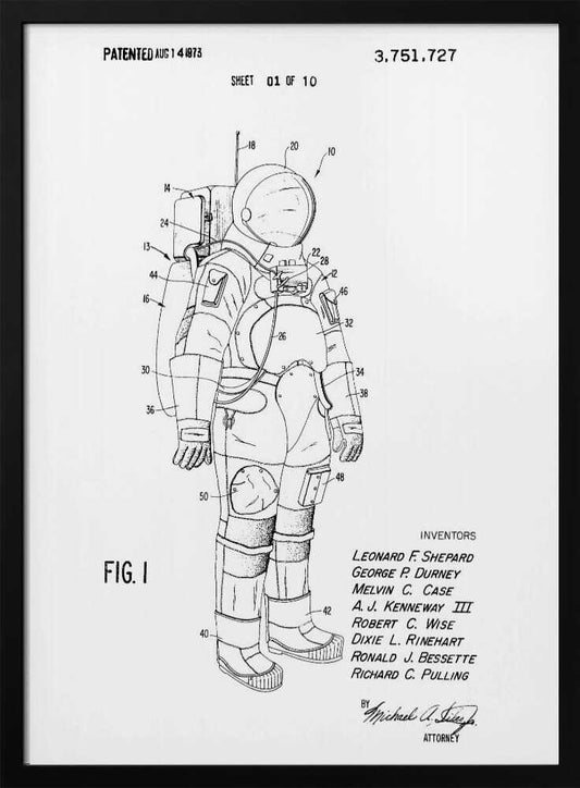 Space Suit Patent 1973 - Poster / Art Print