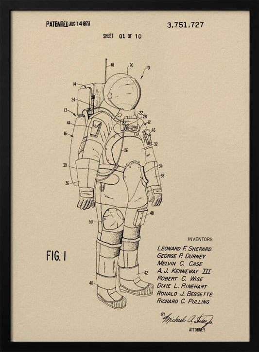 Space Suit Patent 1973 - Poster / Art Print