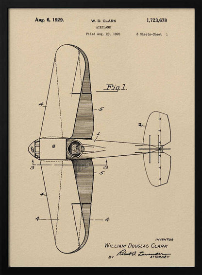 Airplane Patent 1926 - Poster / Art Print