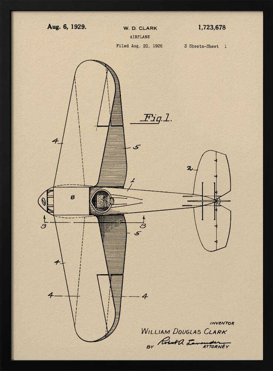 Airplane Patent 1926 - Poster / Art Print