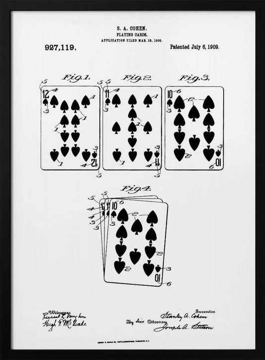 Playing Cards Patent 1909 - Poster / Art Print