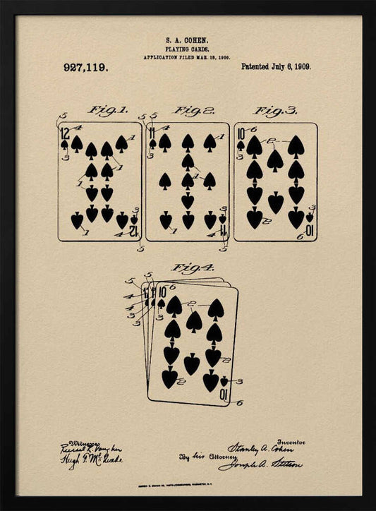 Playing Cards Patent 1909 - Poster / Art Print